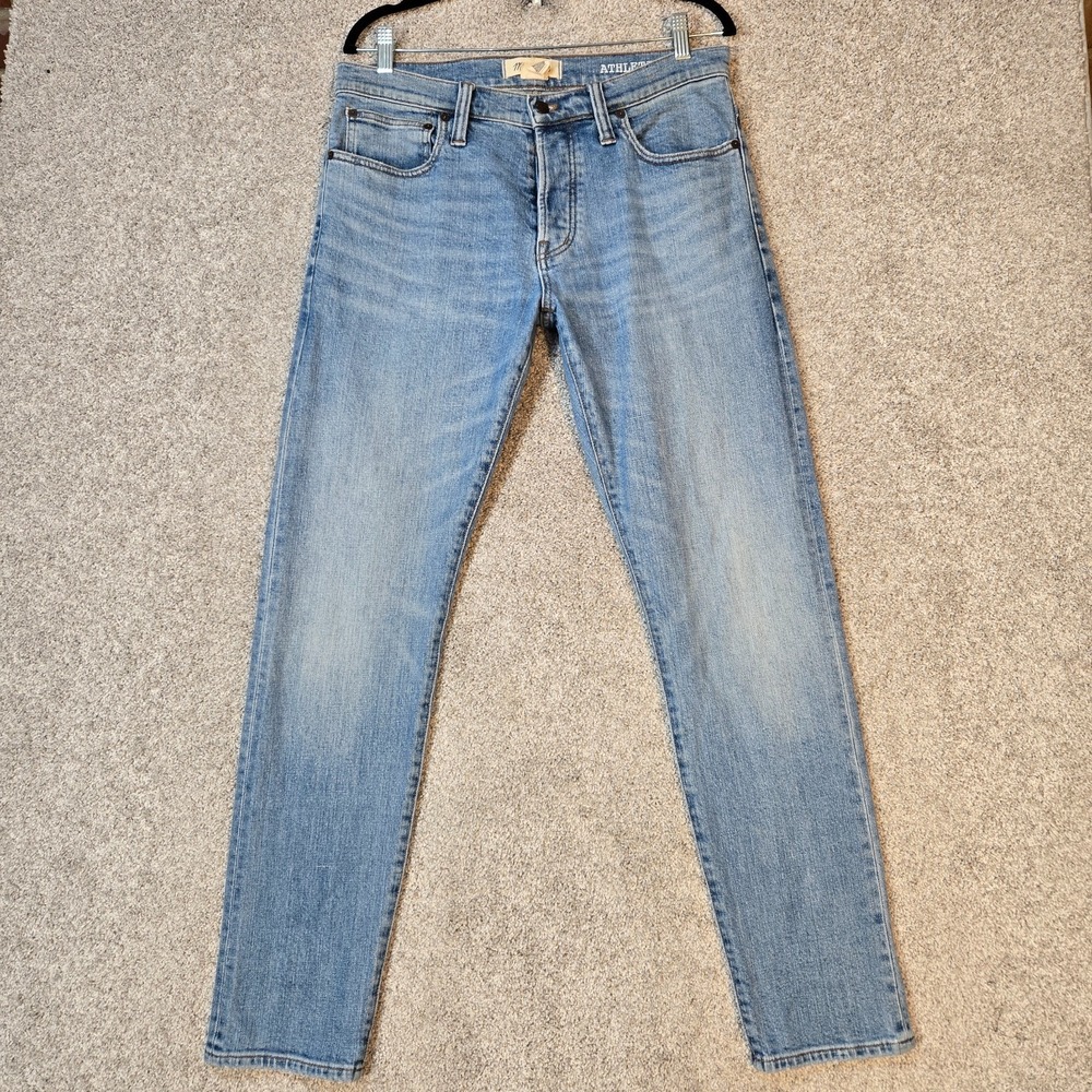 Madewell Athletic Slim Jeans mens 33x30 Light Blue Denim stretch